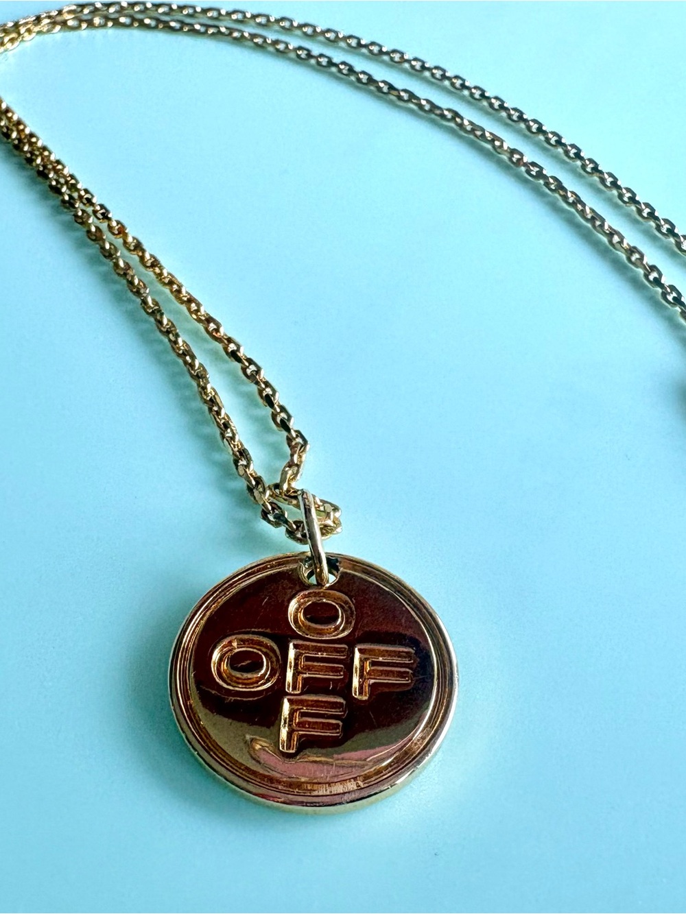 Off-White Gold Small Logo Cross Necklace